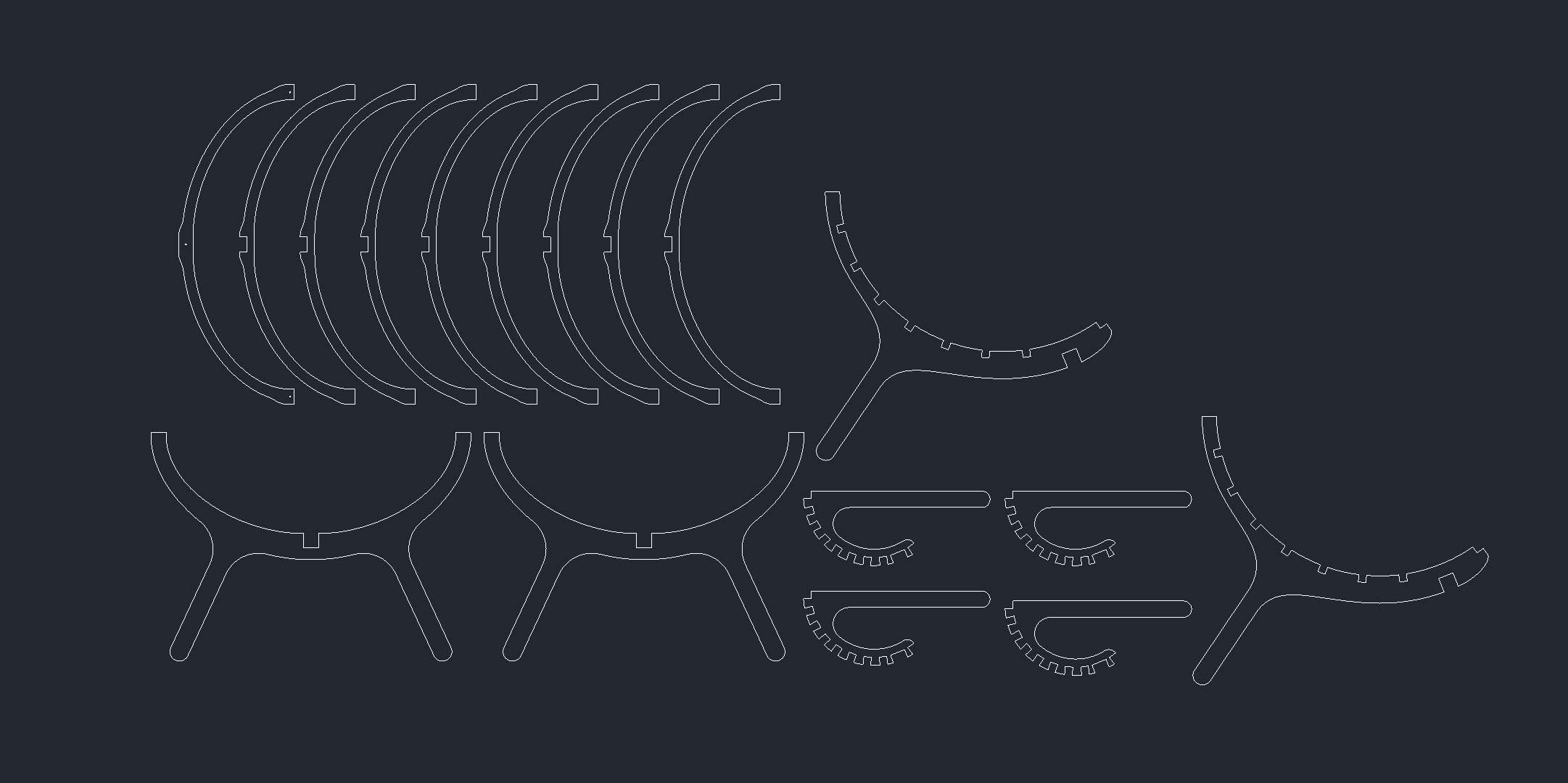 CNC cutting layout of all chair parts