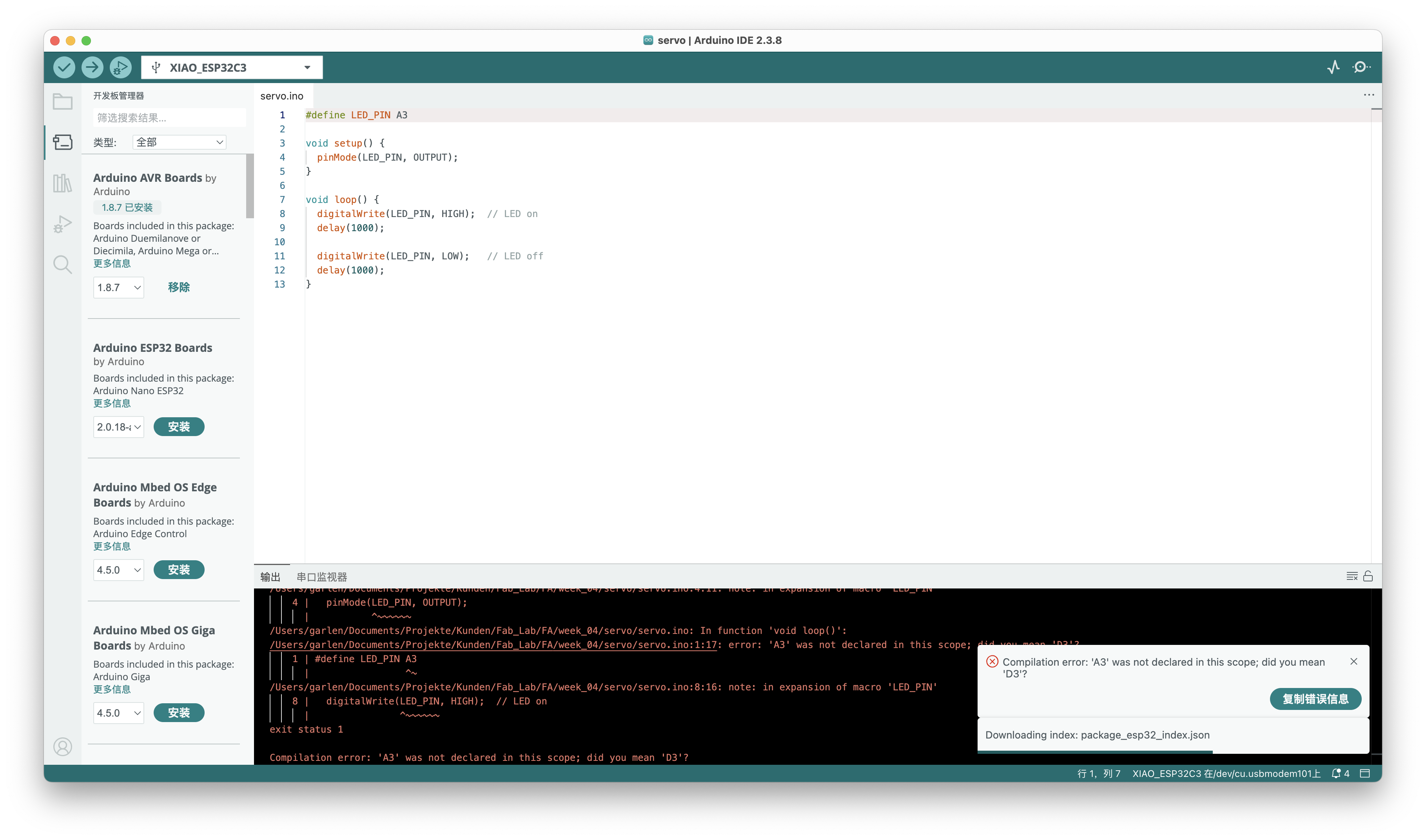 A3 compilation error in Arduino IDE