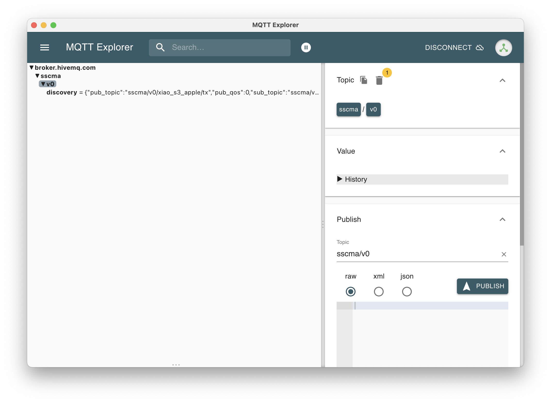 C3 serial monitor subscribing to SenseCraft topic
