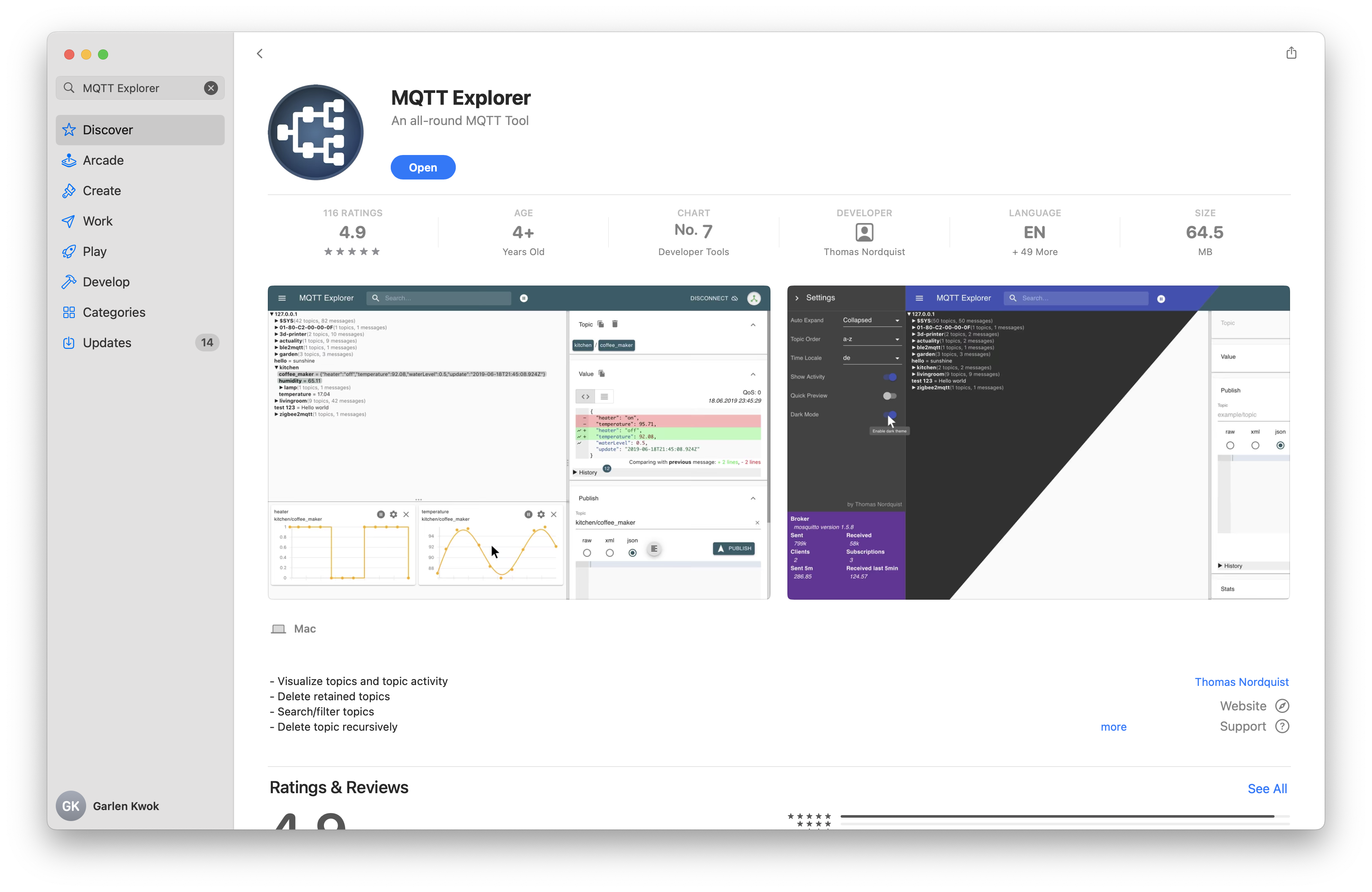 Downloading MQTT Explorer from the App Store