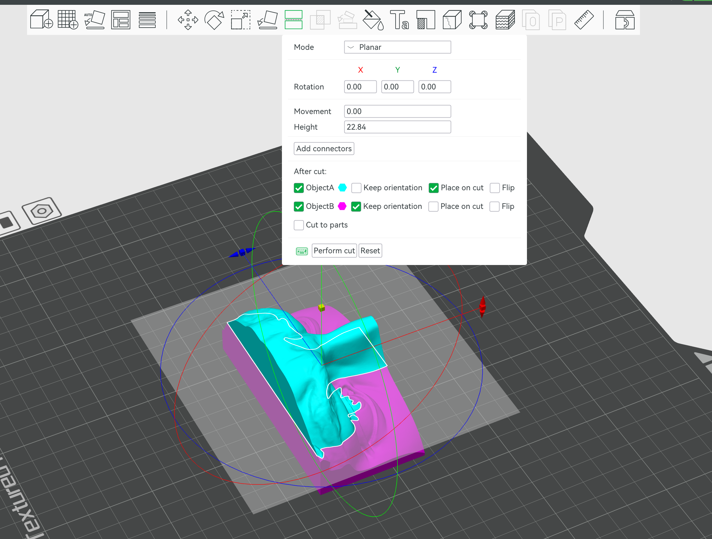 Using the Cut tool in Bambu Lab Studio to clean the generated model