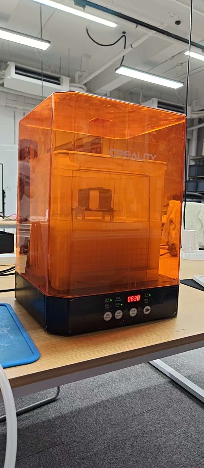 UV curing the SLA printed model after alcohol washing