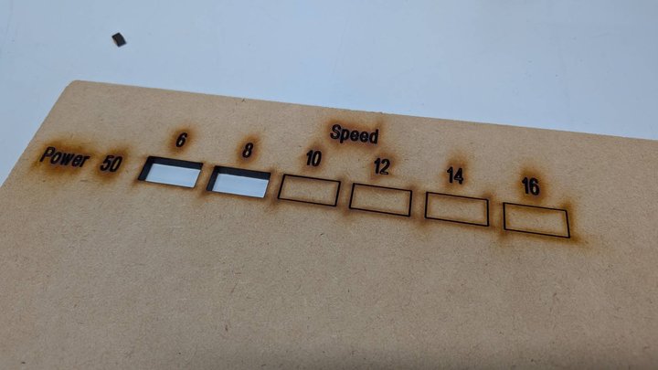 Laser cutter settings check