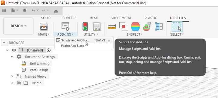 Scripts and Add-Ins Menu