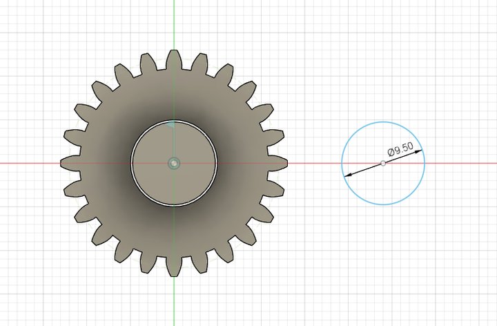 Fusion 360 — axis diameter Ø9.50mm