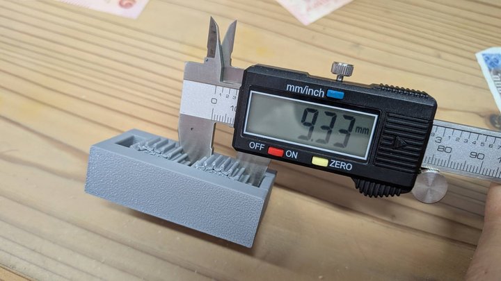 Measured with calipers — 9.33 mm