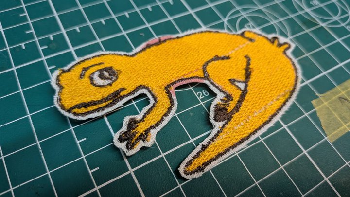 Finished Gecko embroidery patch