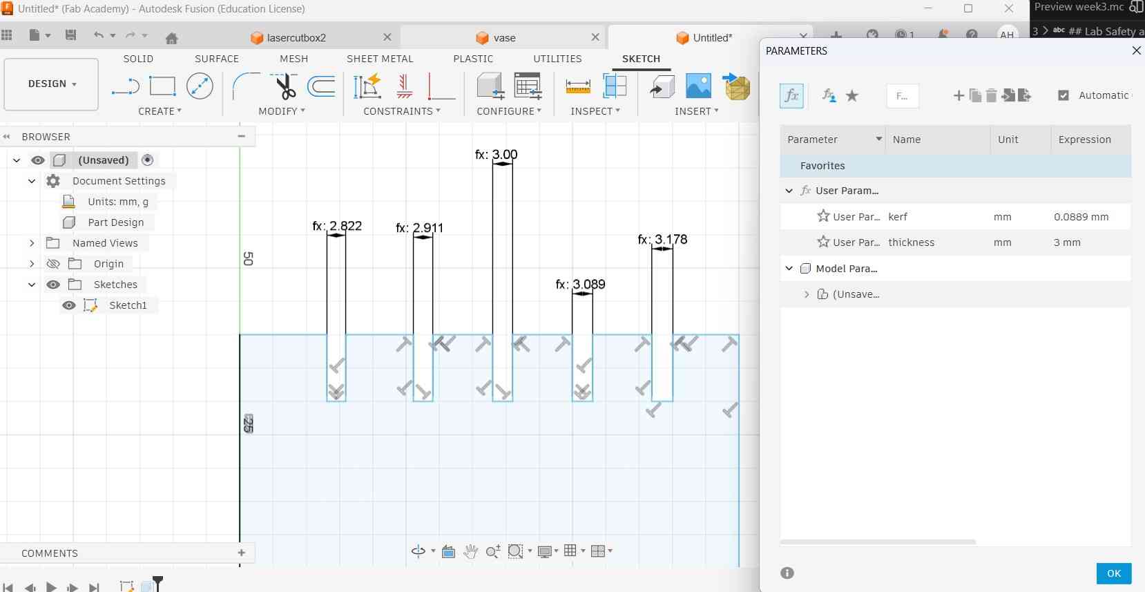 joint clearance tool parameters