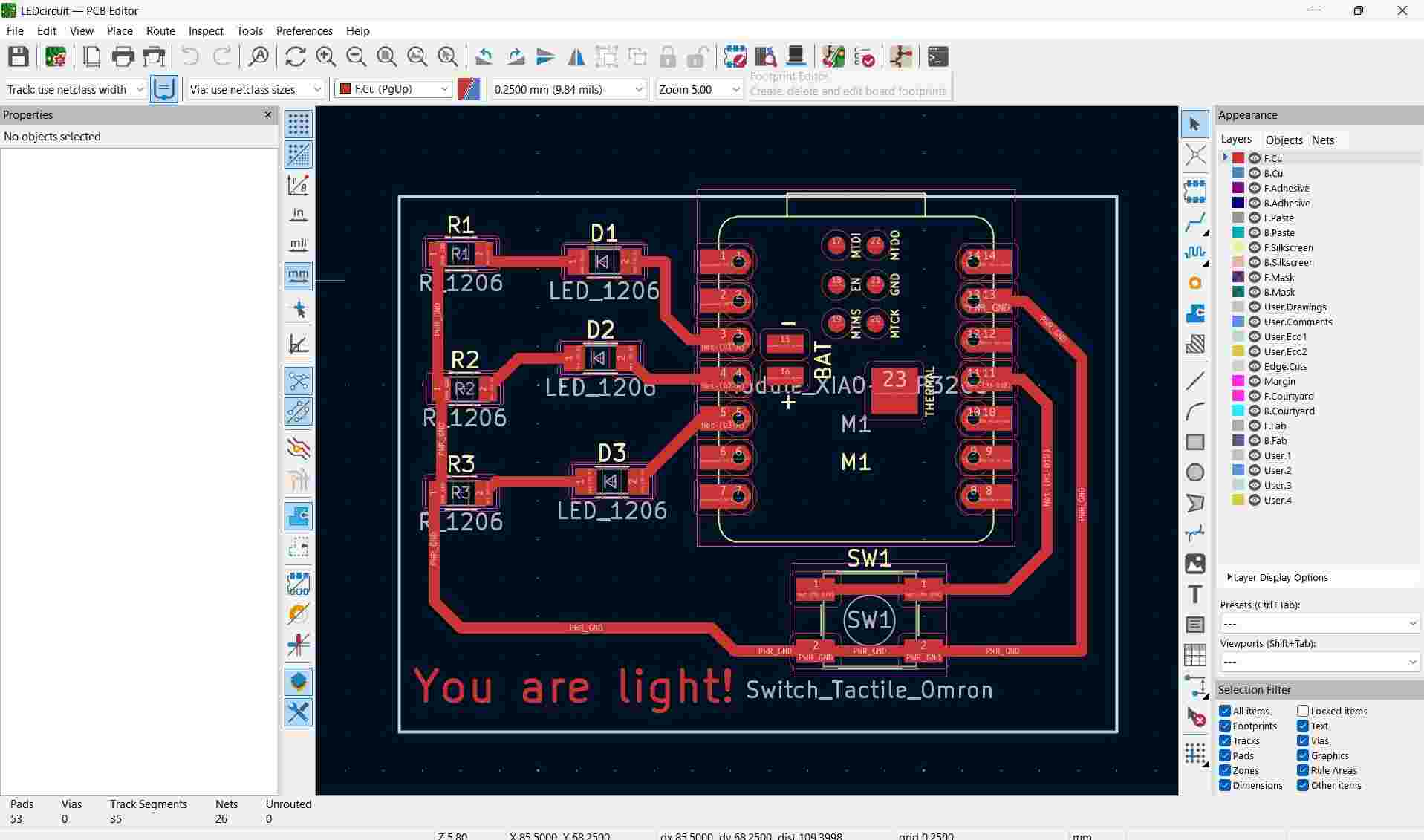 LED kiCad PCB