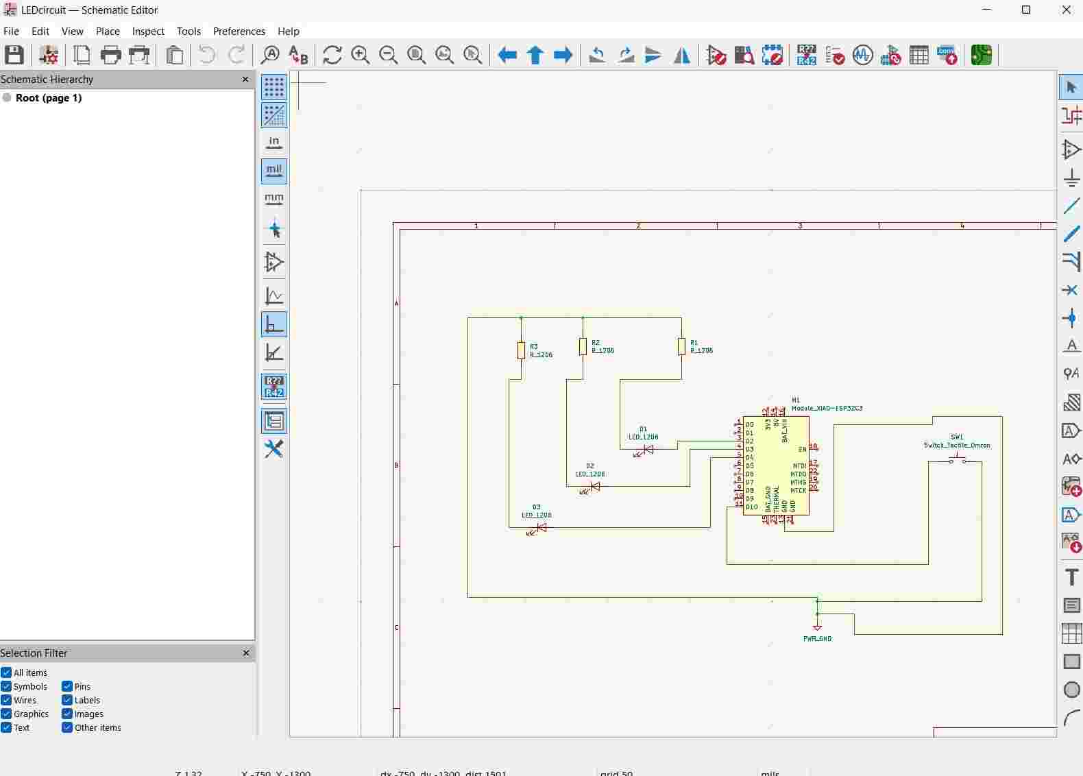 LED kiCad schematic