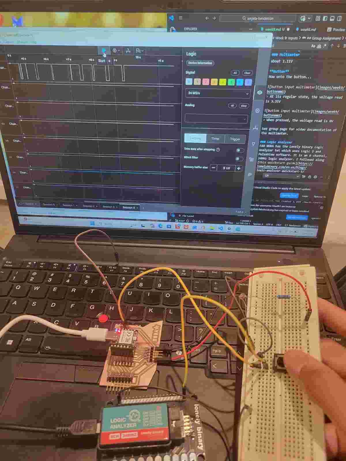 button input logic analyzer