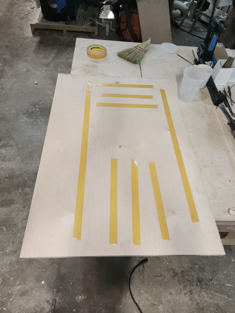 pinned down big plywood for cutting