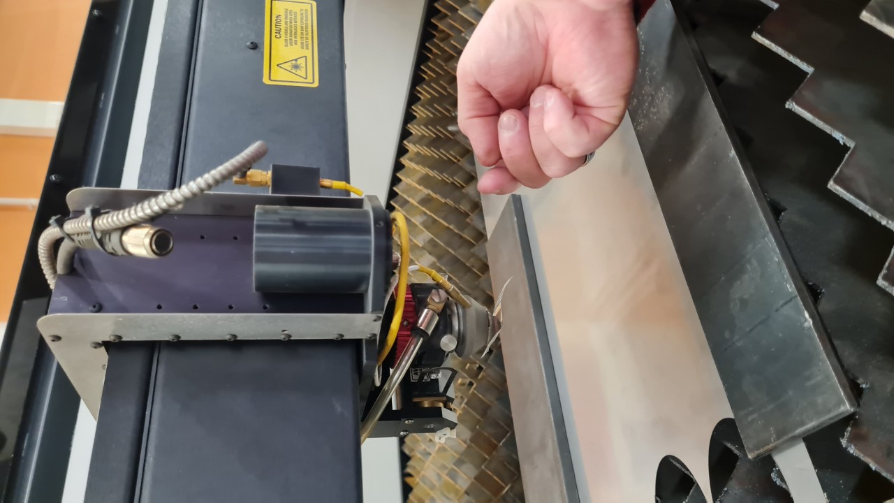 Material placed in the laser