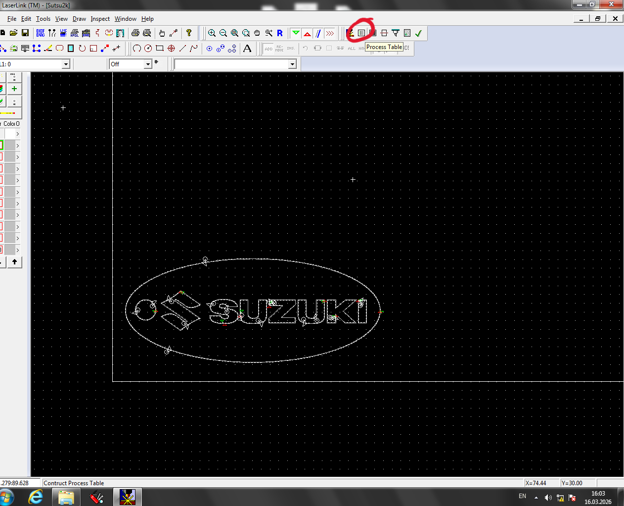 Select Process Table tool