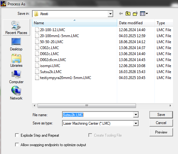 Saving the LMC file
