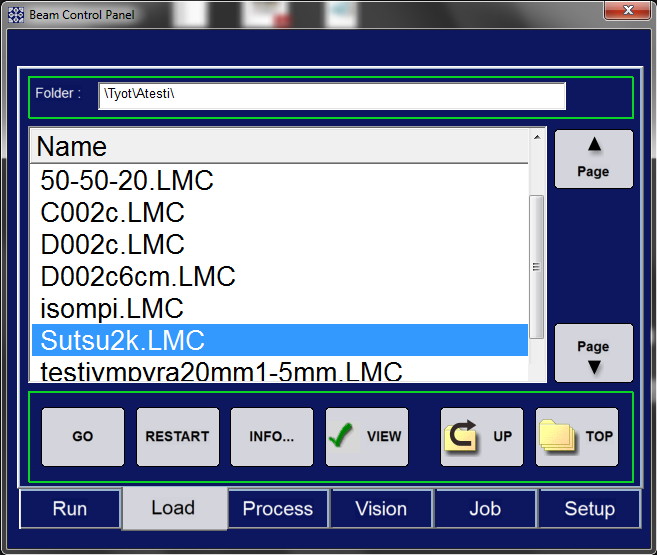 File selected in Laser Link