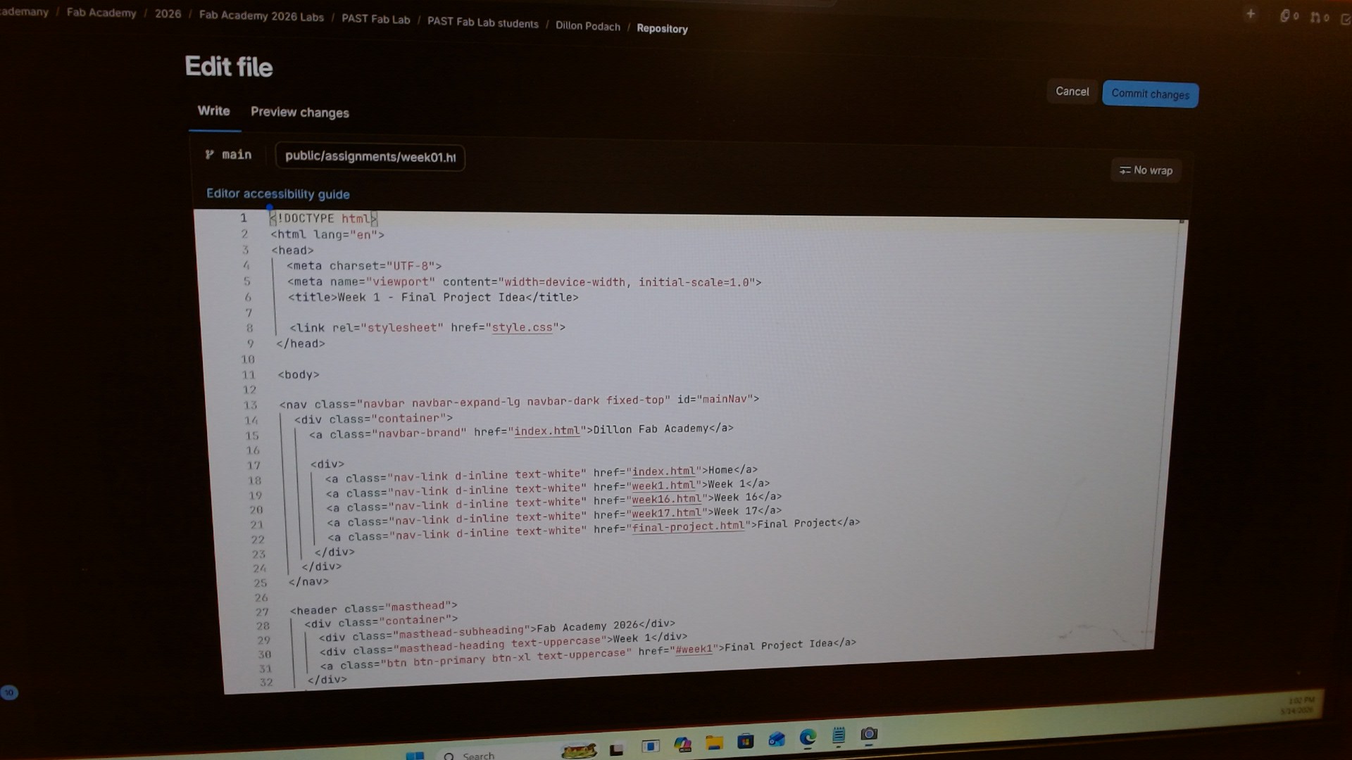 Editing HTML in GitLab