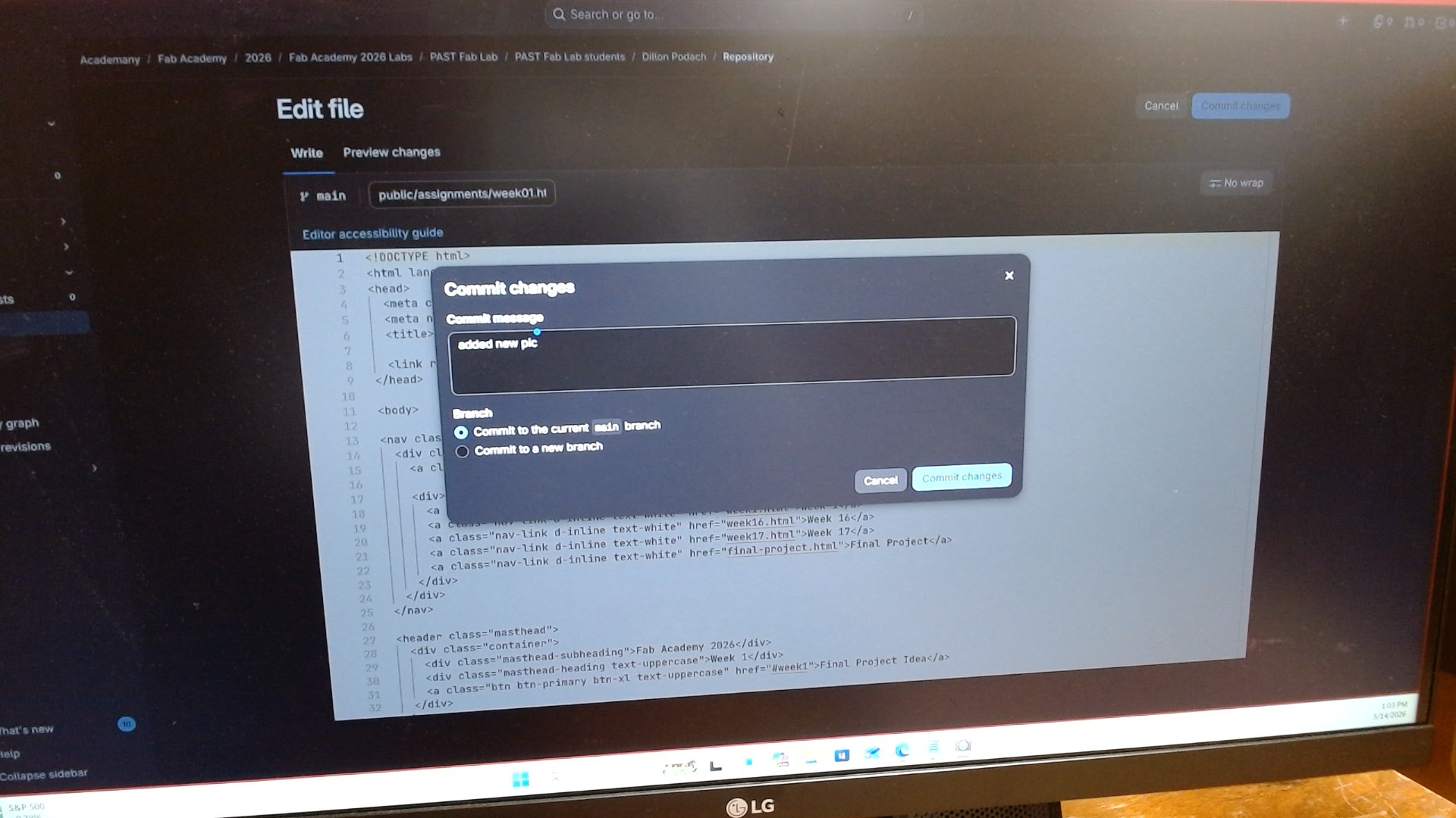 GitLab commit message
