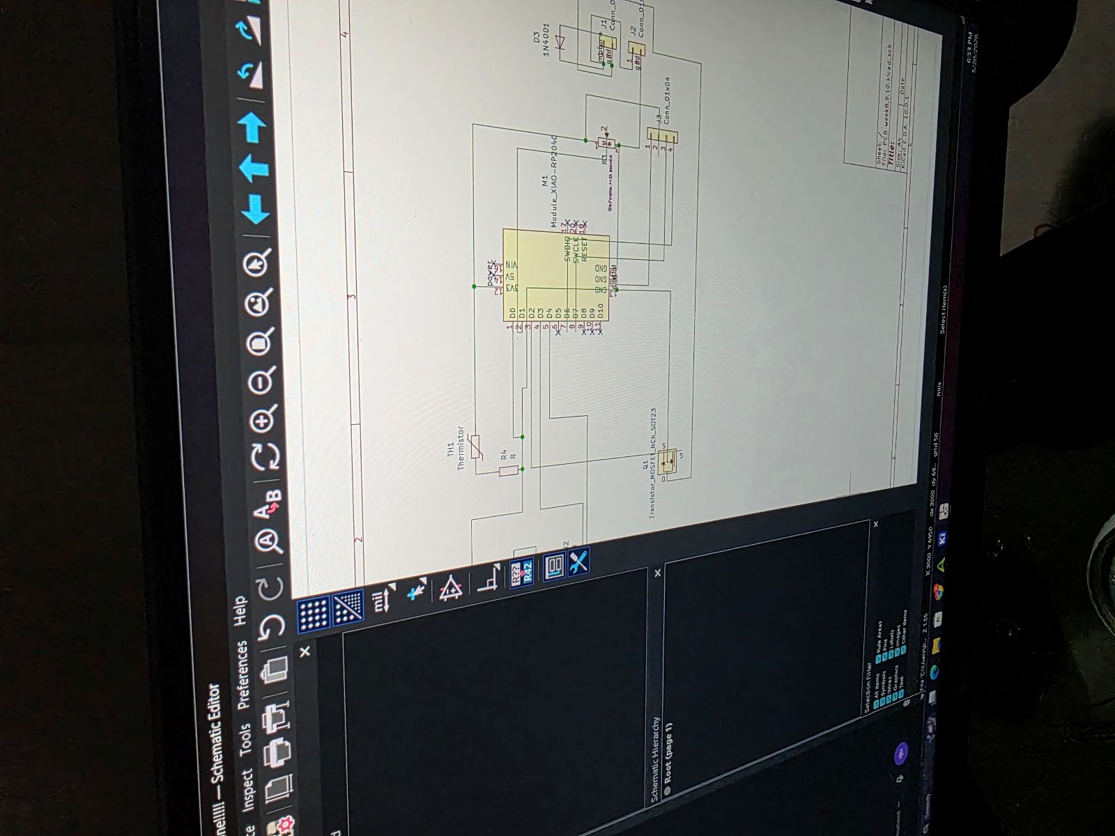 KiCad schematic showing input connections