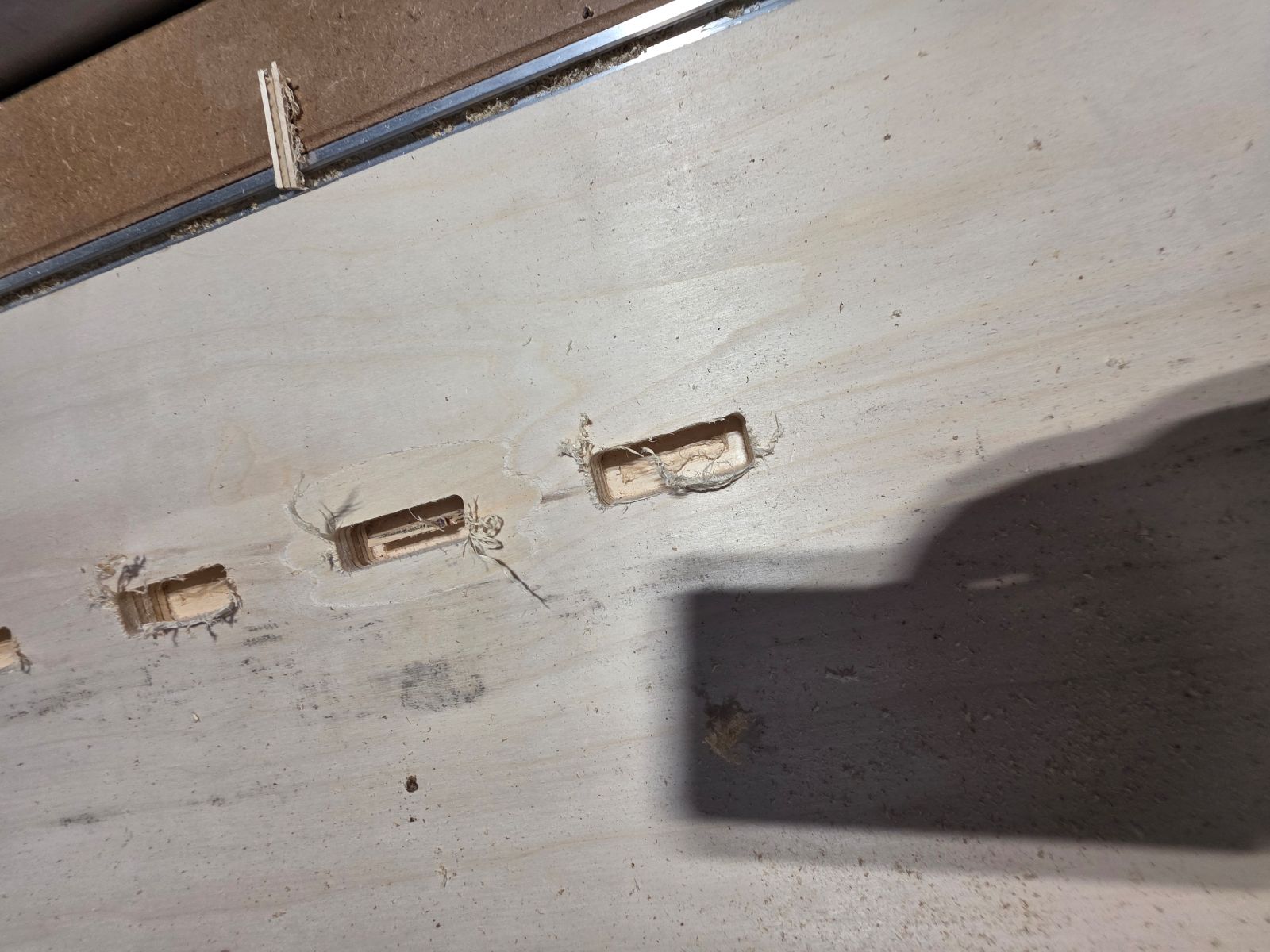 Hole showing the cut was not deep enough