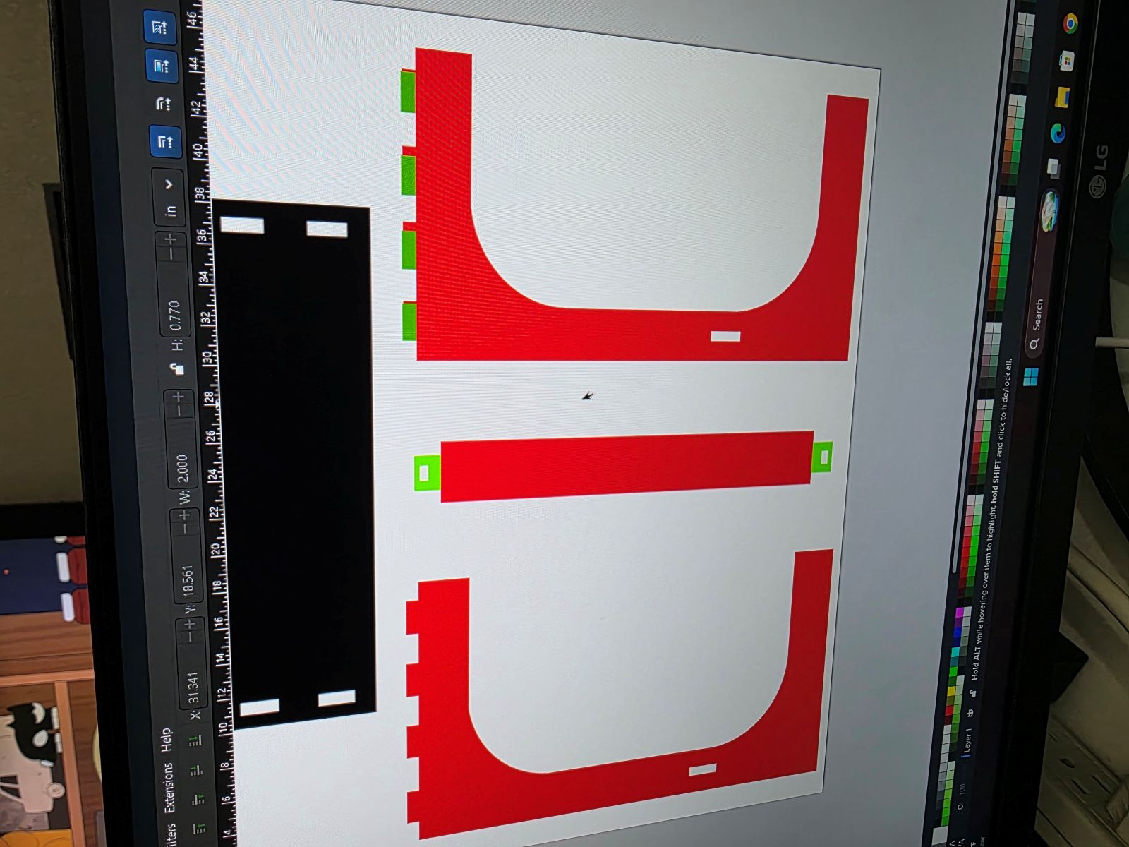 Inkscape layout with tabs and holes