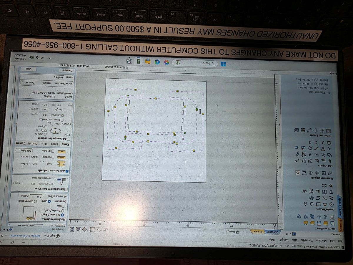 Cut2D software used for CNC machining