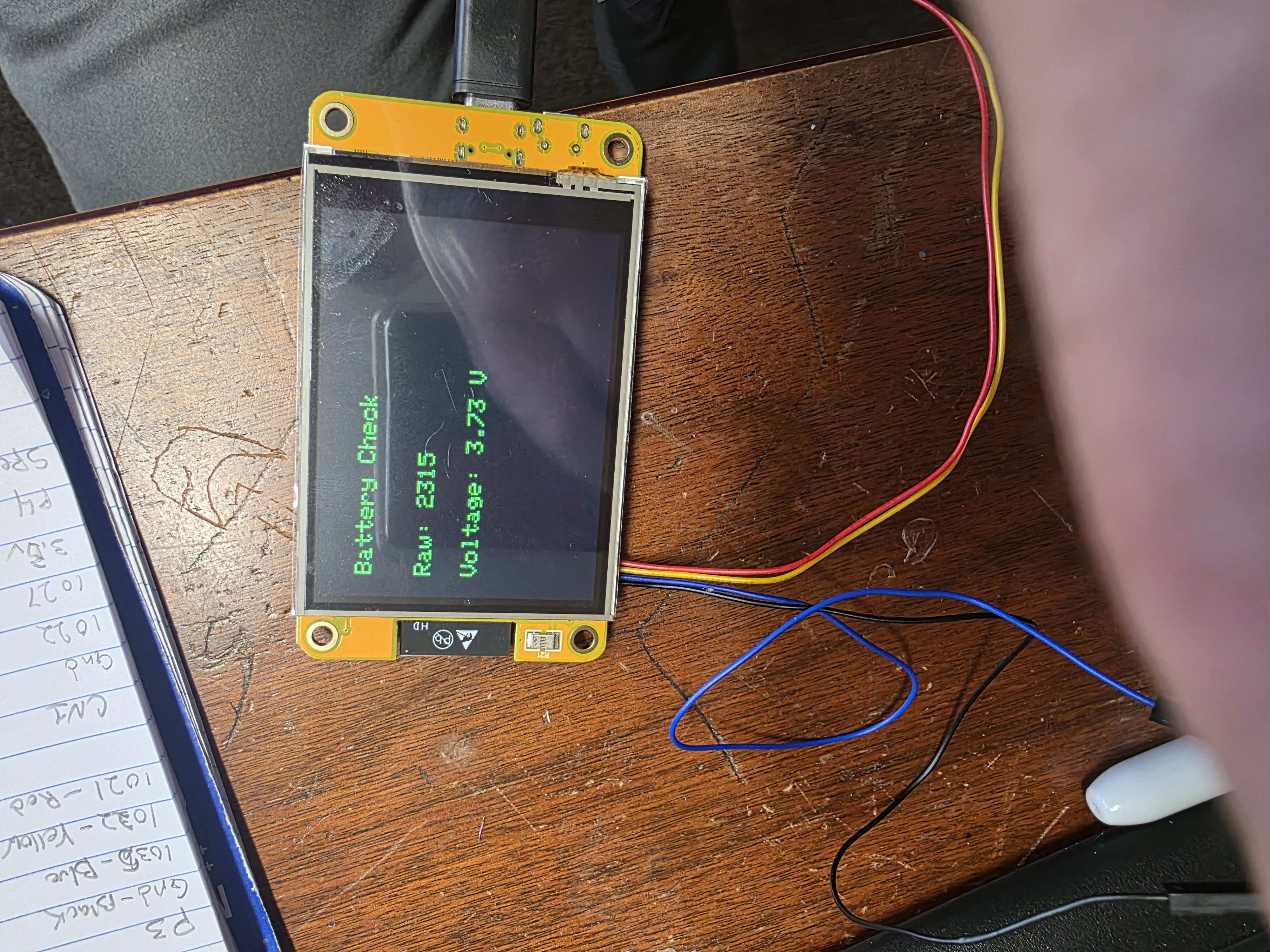 ESP32 touchscreen battery checker interface