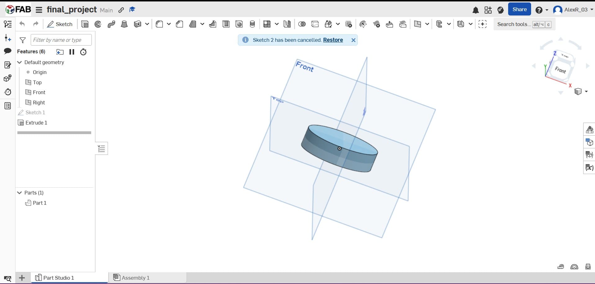My first attempt using Onshape