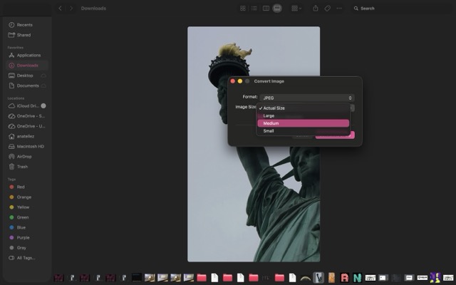 Choose format and size