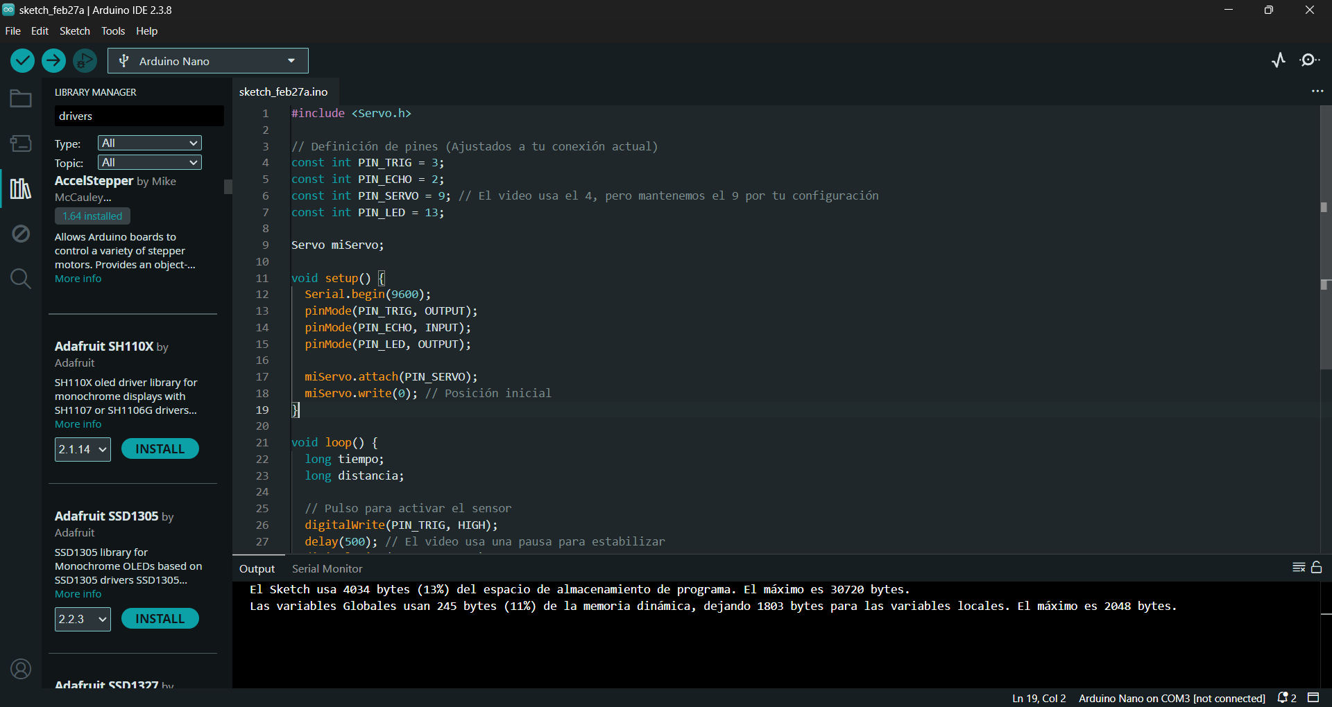 Circuit on breadboard