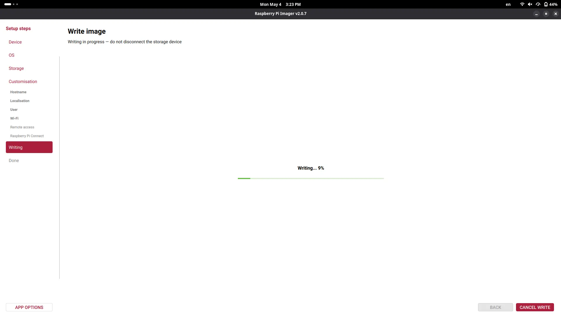 Raspberry Pi Os Writing