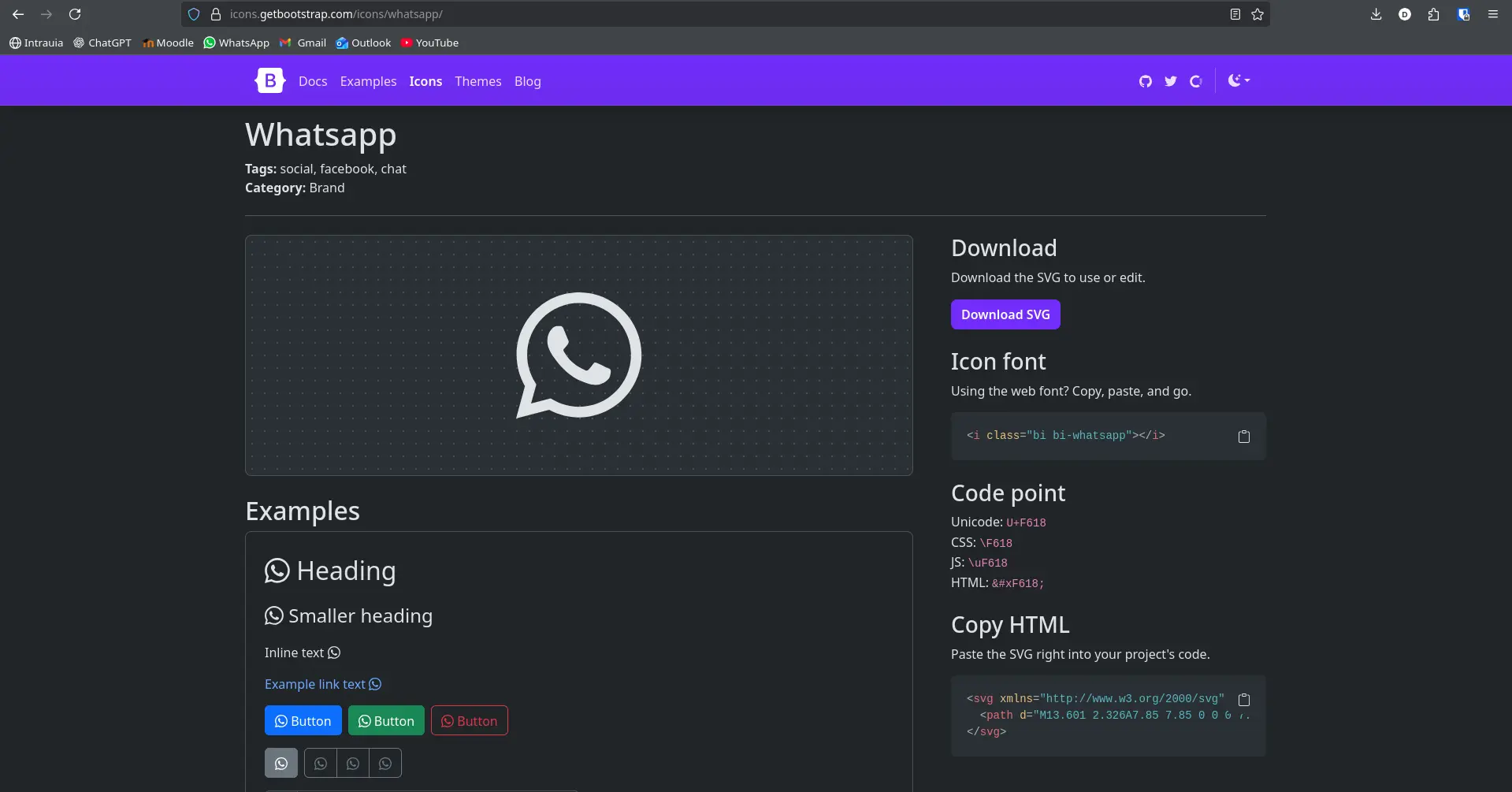 Boostrap Icon's example