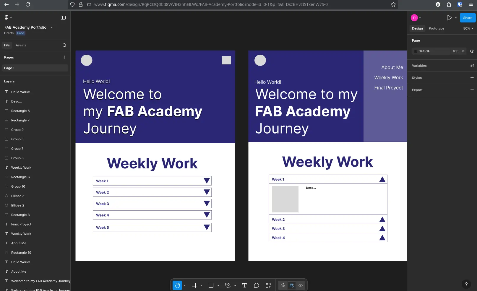 Main page design concept in Figma