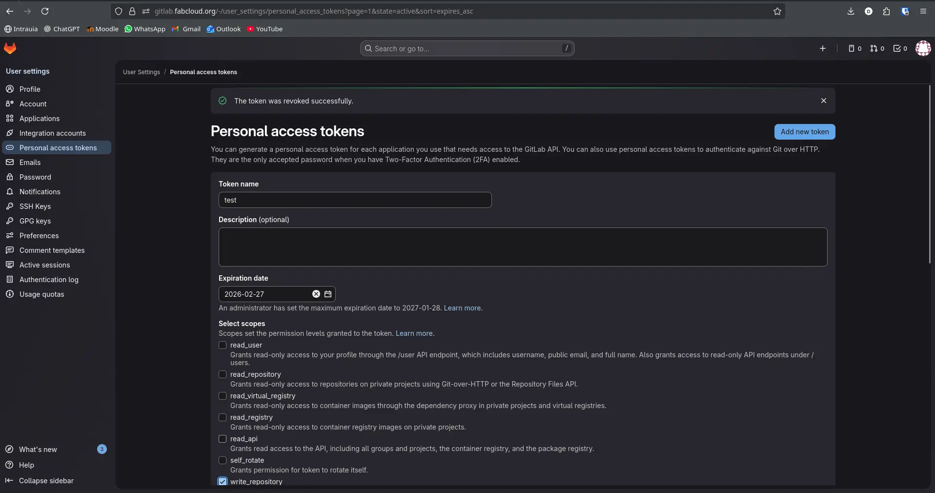 Gitlabs personal page