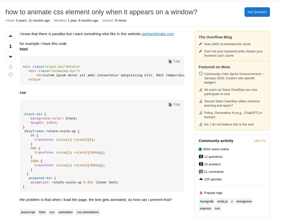 Stack Overflow Question Screenshot