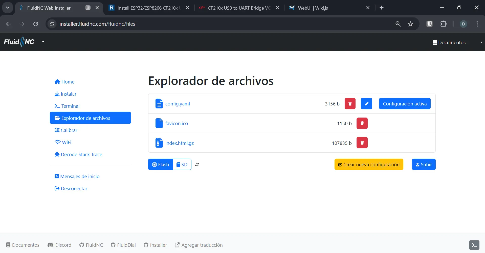 FluidNC file explorer