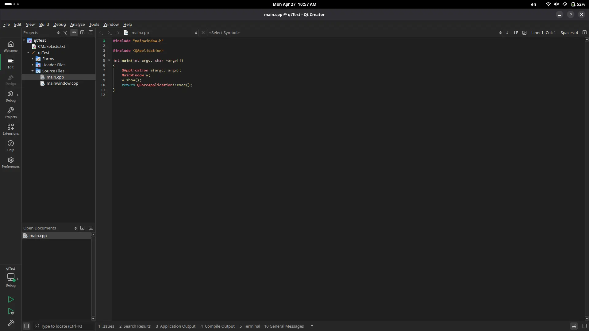 Qt workspace