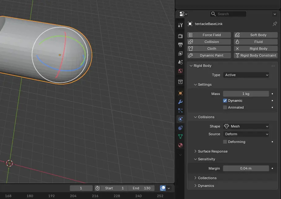 Physics tab configuration