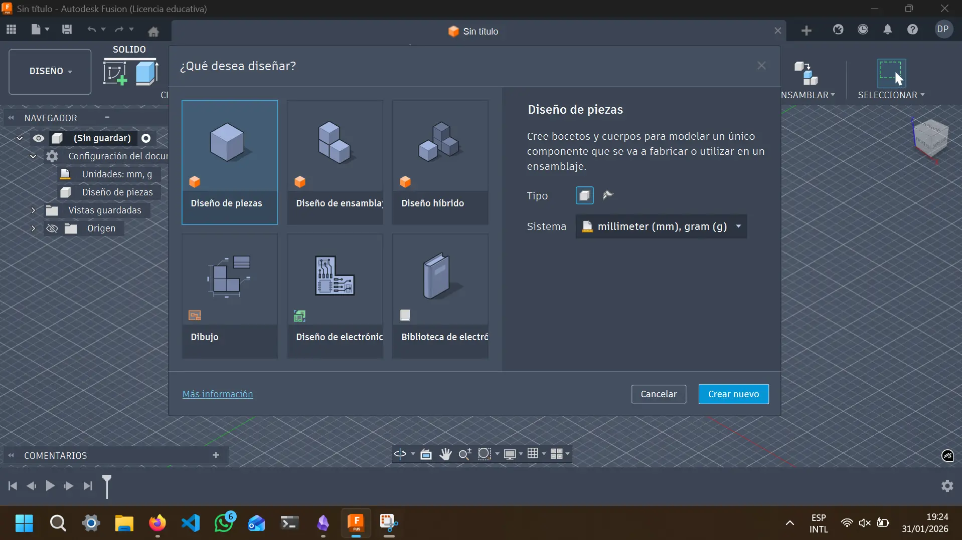 Fusion 360 new project tab