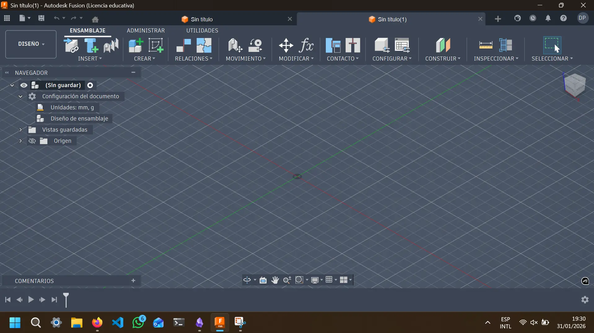 Fusion blank project screen