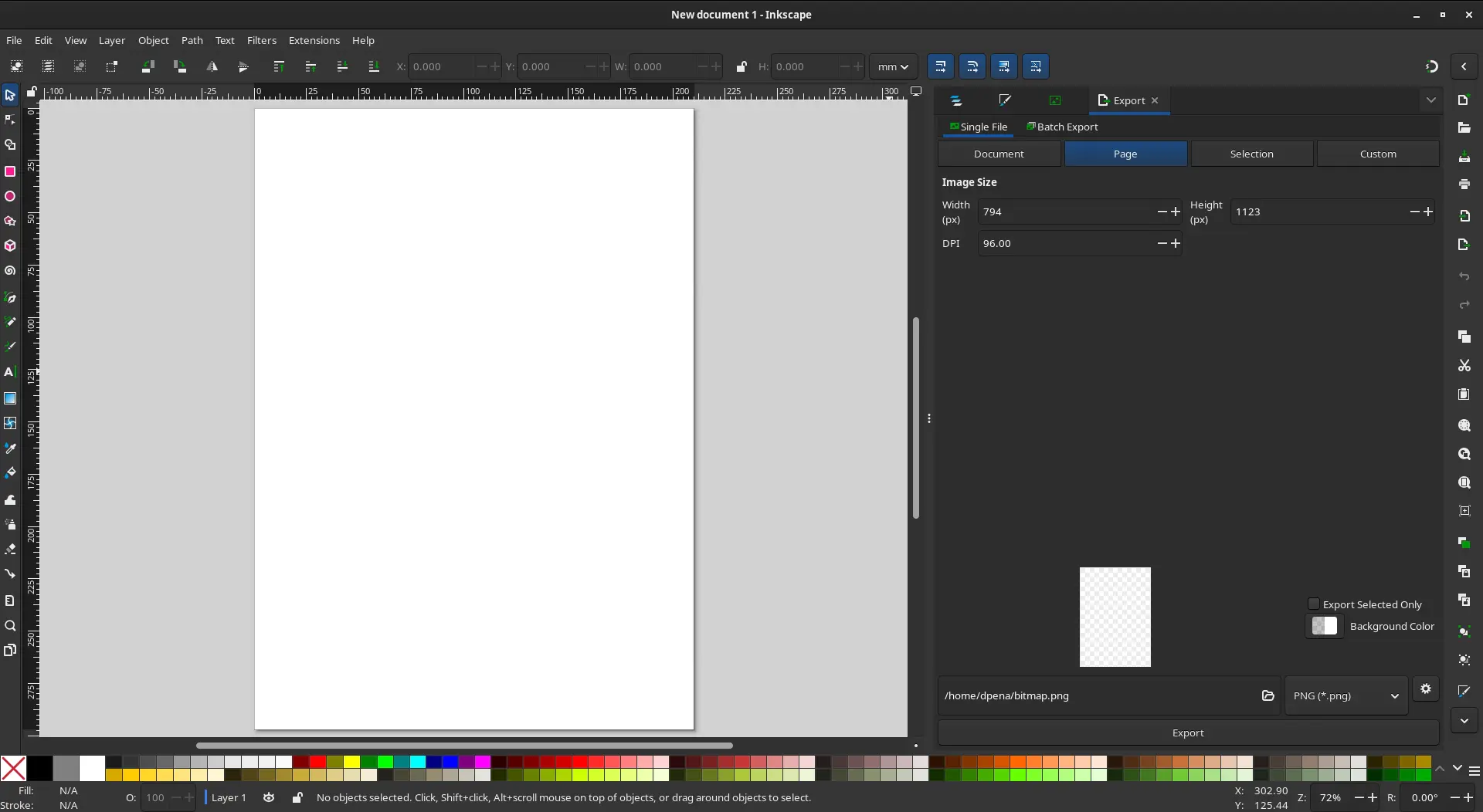 Inkscape workspace
