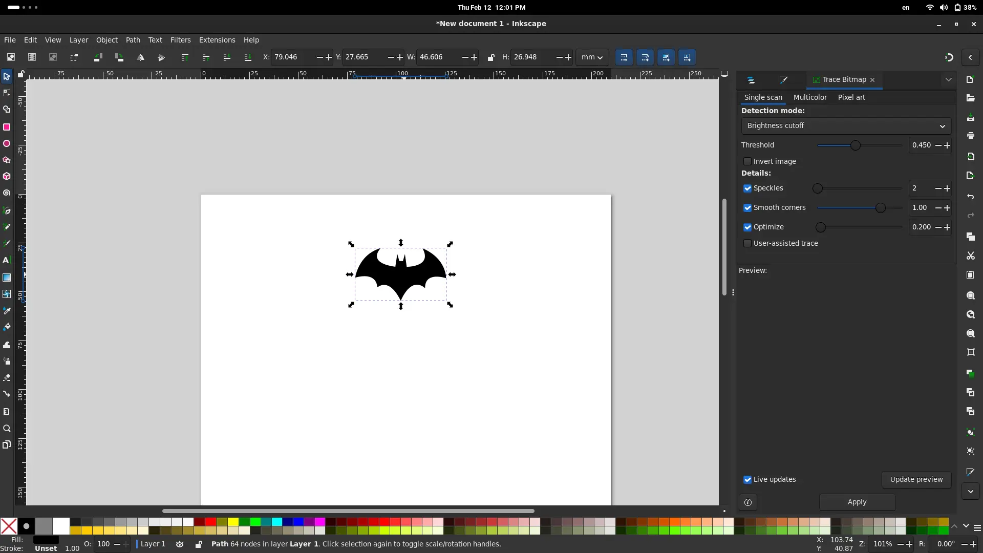 Batman logo in Inkscape
