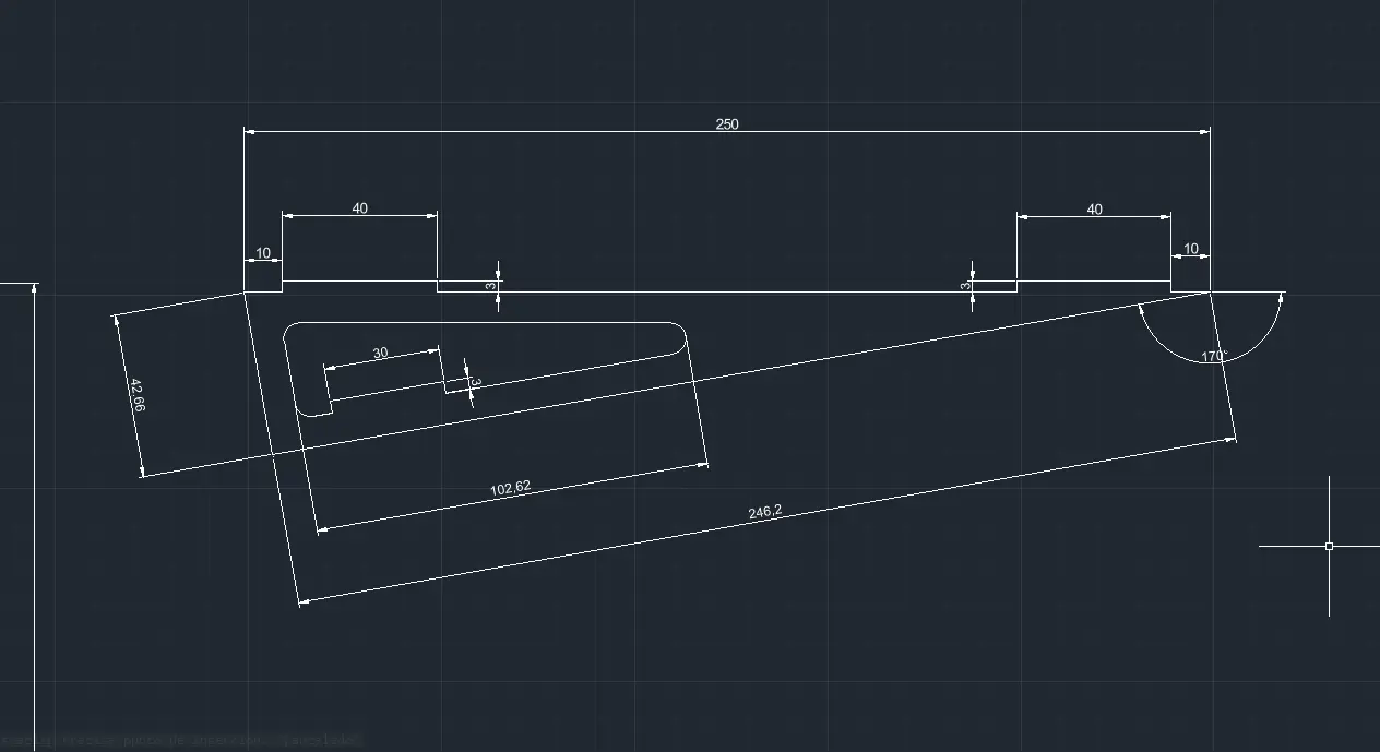 Supporting piece with dimensions
