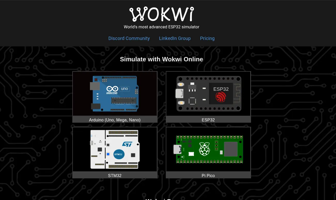 Wokwi Main Page