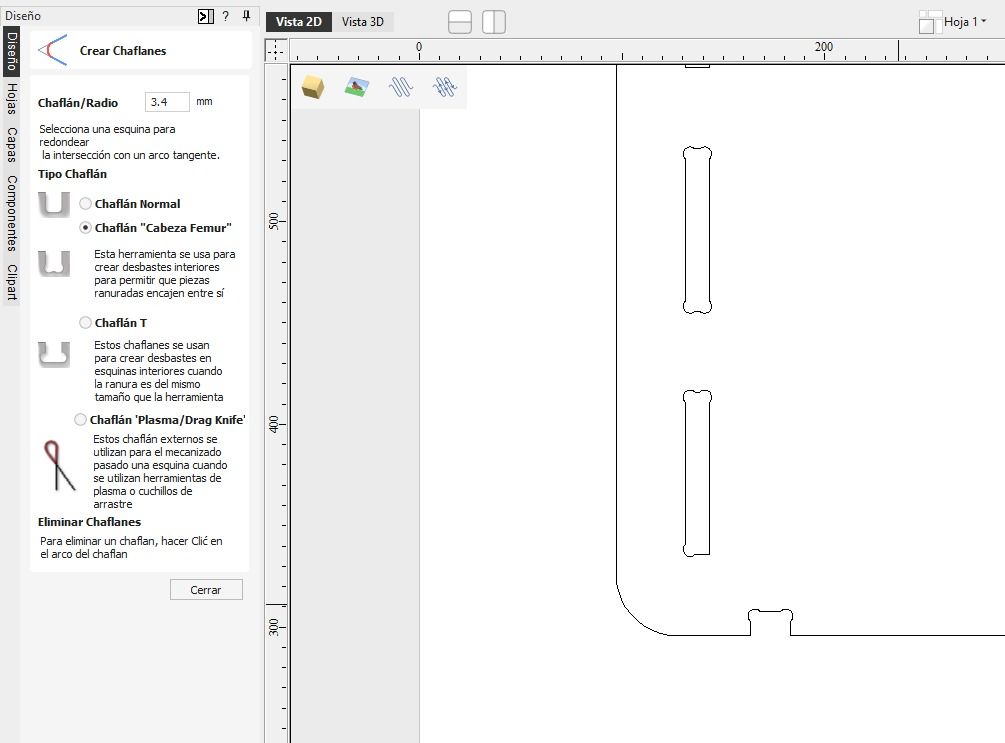 Fillet on female joints