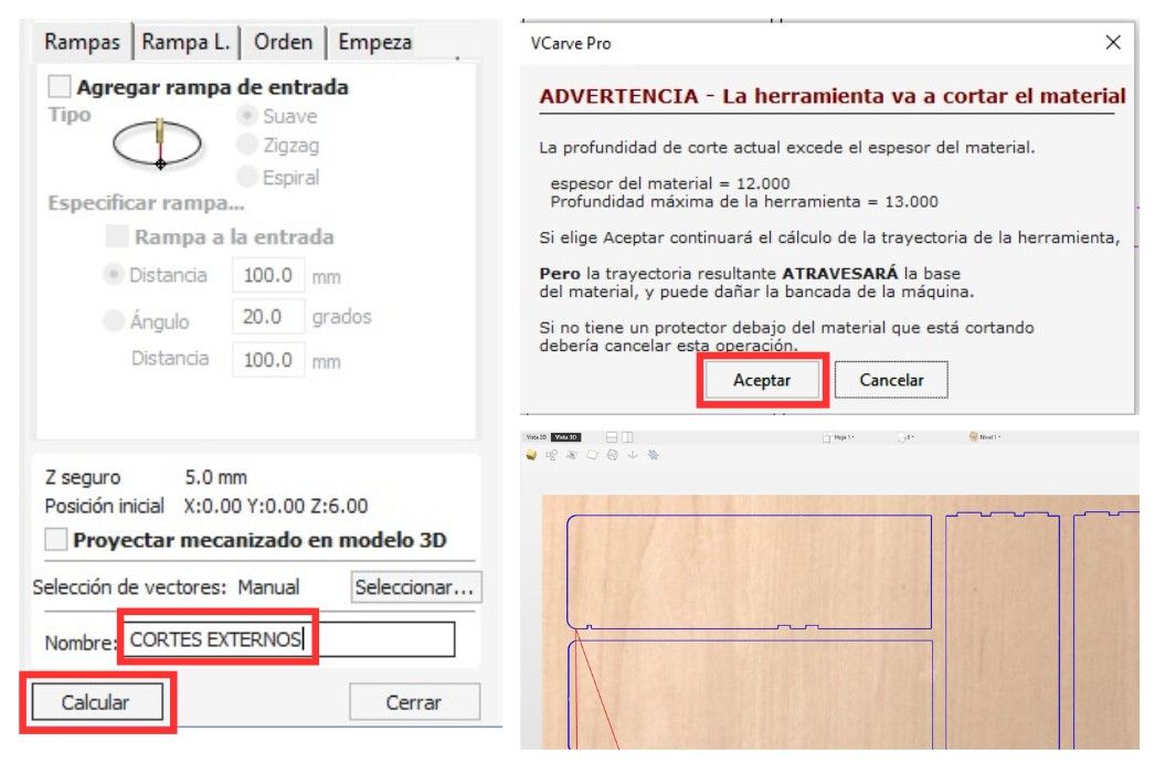 Calculate toolpath in VCarve