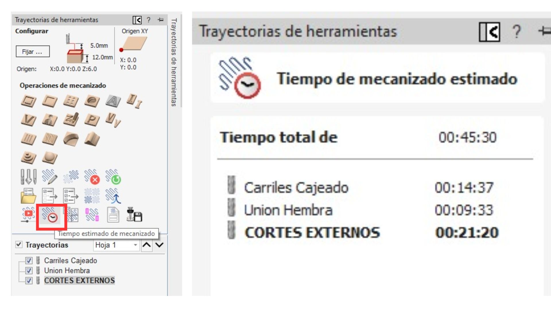Estimated time simulation