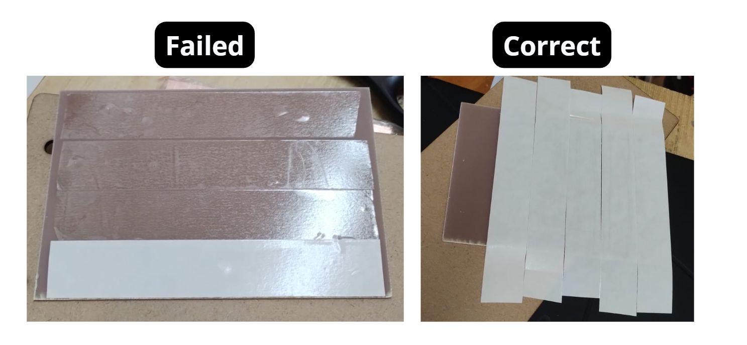 Double-sided tape on the board