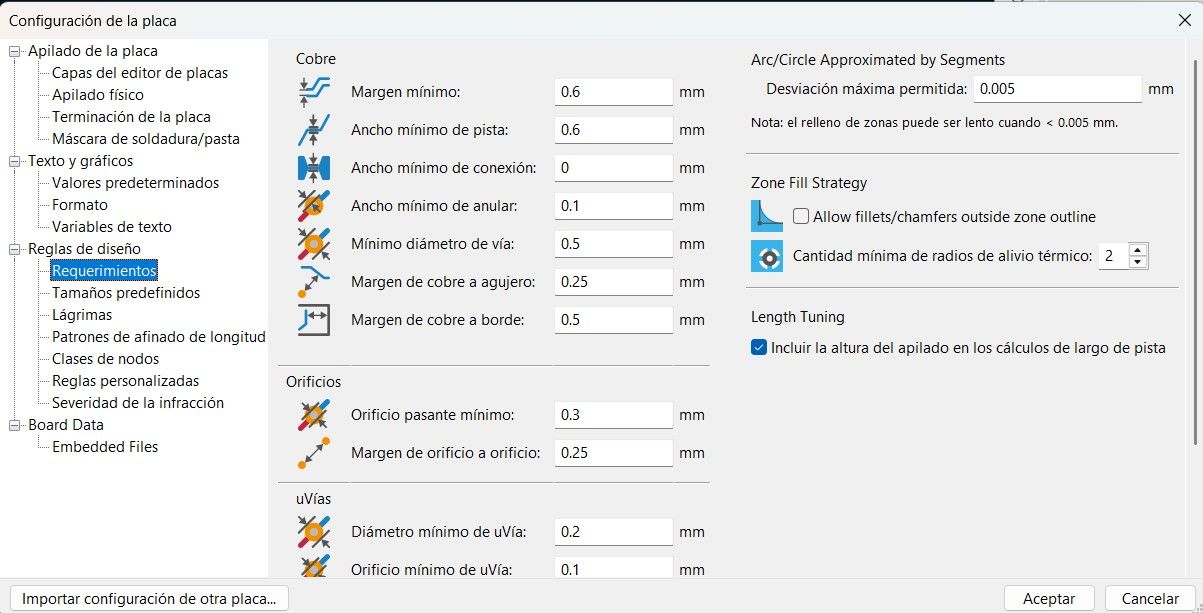 PCB editor parameters