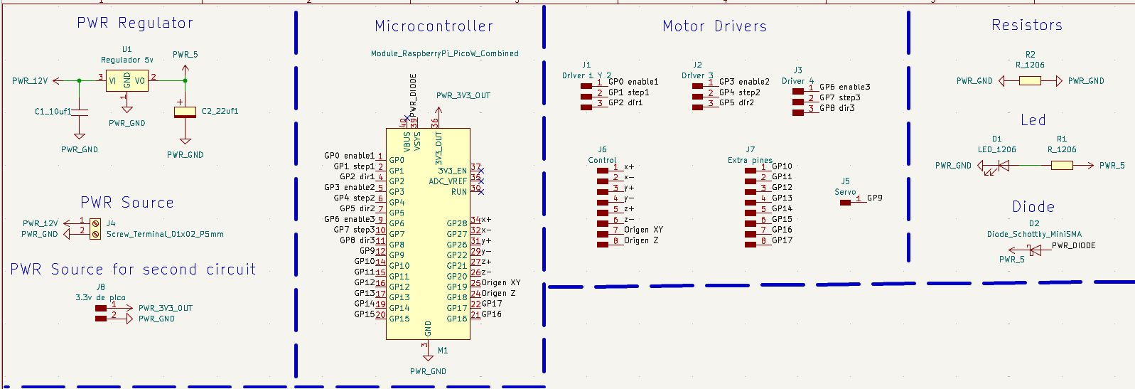 Final schematic design of the microcontroller board in KiCad